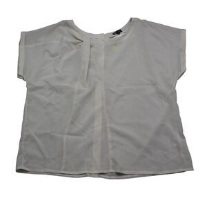 COC Shirt Womens 2XL White Short Sleeve Solid Button Down Pleated Blouse